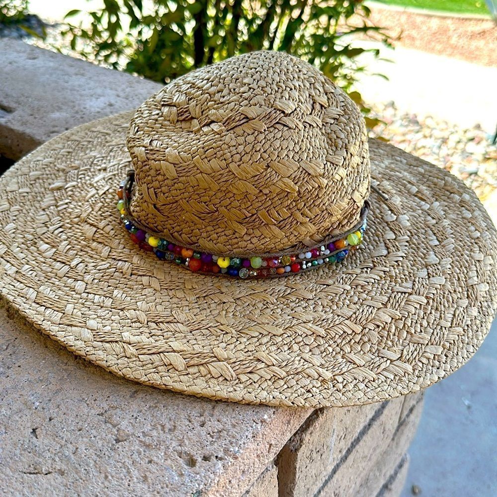 Cappella strawworld hat w boho beads